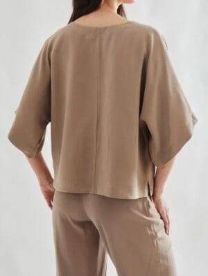 Blusa manga ancha seda gamuzada - Imagen 2