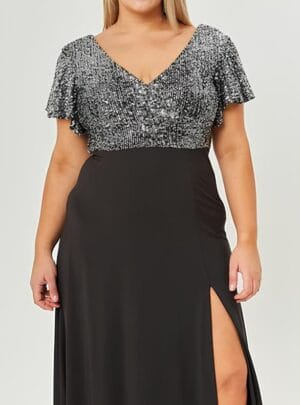 Vestido combinado seda fría y lentejuelas - Imagen 2