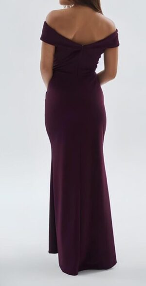 Vestido cuello bote corte sirena con tajo - Imagen 2