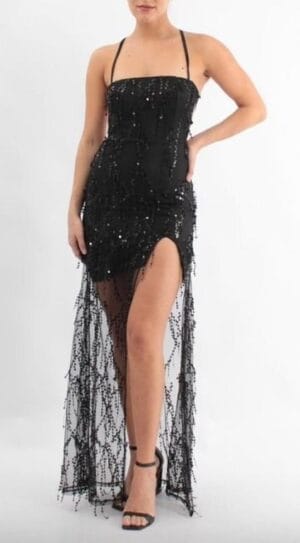 Vestido mini con falda transparente